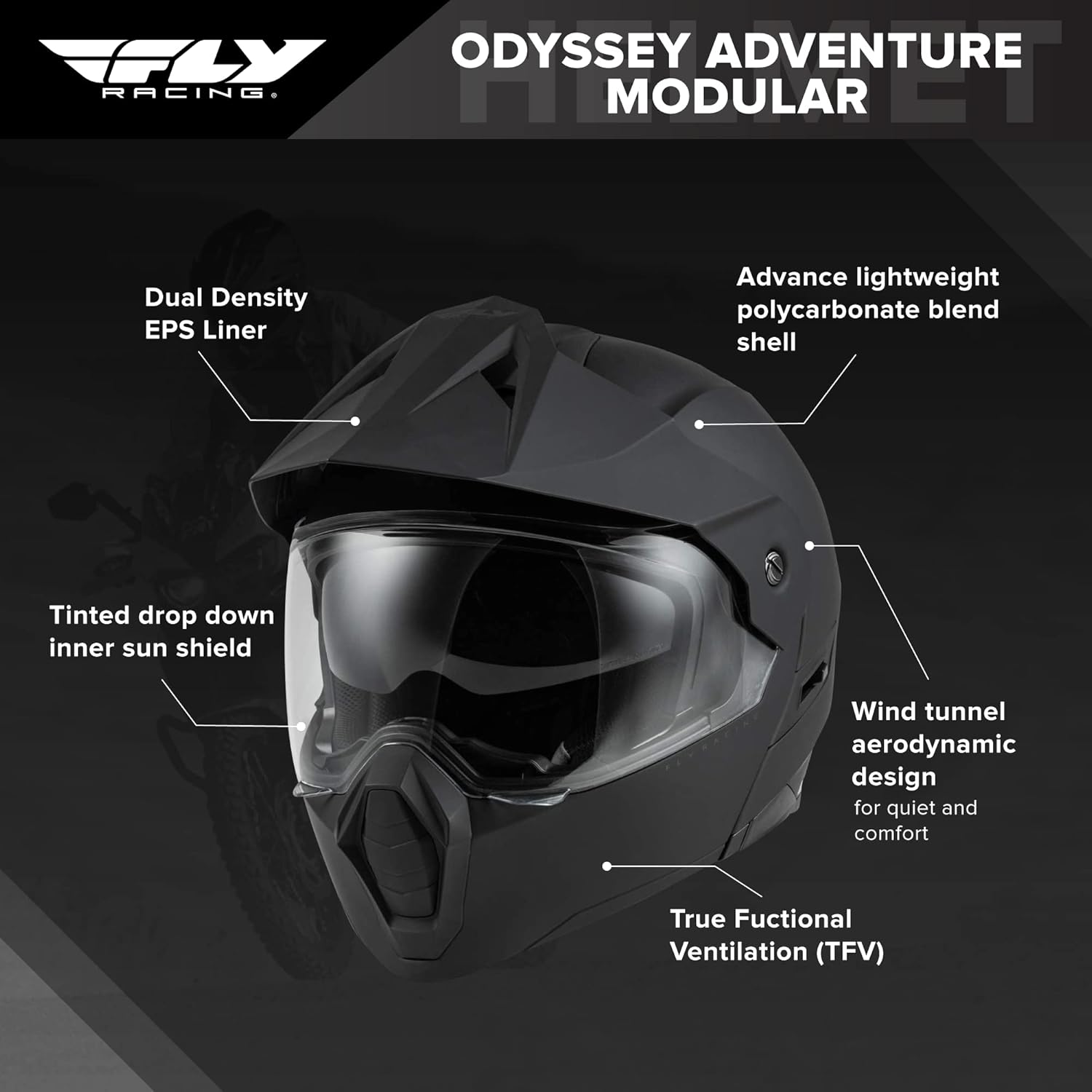 Fly - Odyssey Modular Helmet Matte Black